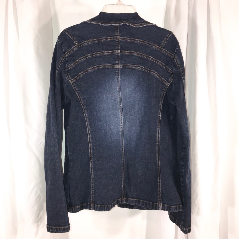 Trendy Stretch Denim Open Blazer, Size M - Picture 5 of 7